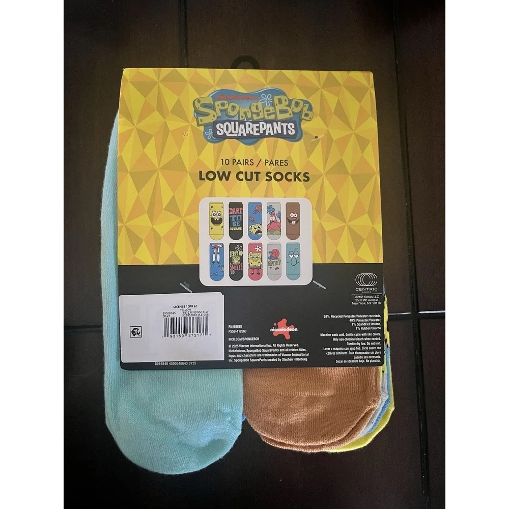 Nickelodeon SpongeBob Patrick Boys Low Cut Socks 10 Pairs Size 4-10 PSSB-12860